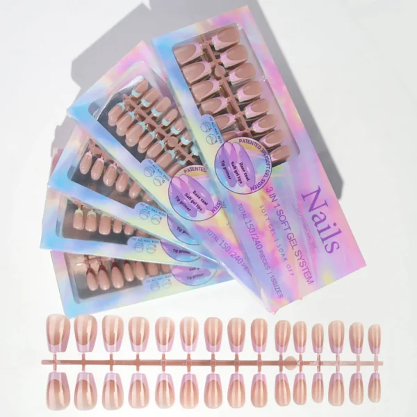 150pcs 6 Colors Fake Nail Multi-size False Nail Press On Acrylic Nails Almond French Wearing Armor Removable Convenient - Image 2