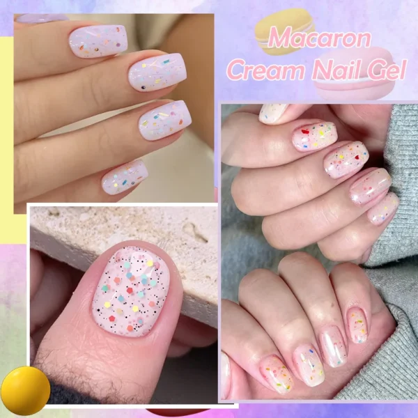 LILYCUTE 7ml Macaron Cream Gel Nail Polish Glitter Sequins Nail Art Hybrid Varnish Semi Permanant Soak Off UV Gel Nail Supplies - Image 3