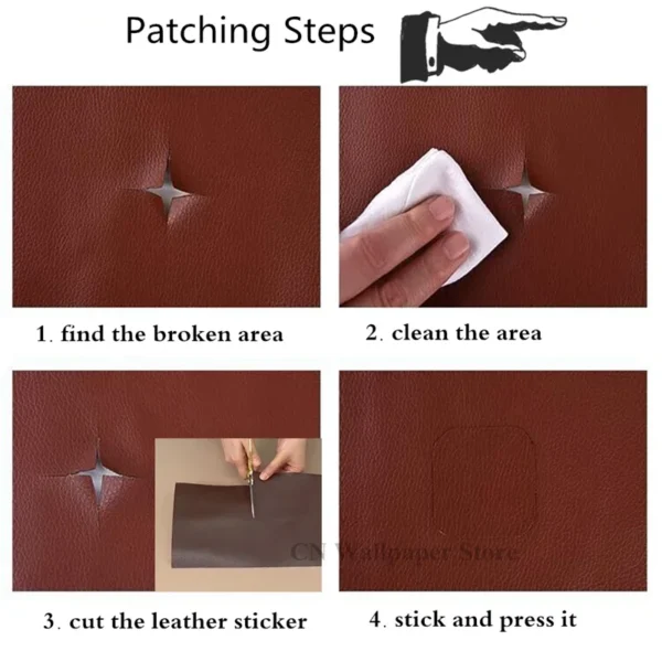Repair Patches Self-Adhesive Leather PU Leather Fabric Stickers for Leather Clothes Sofa Car Seats Furniture Bags Repair Sticky - Image 4