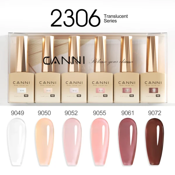 6pcs*9ml HEMA TPO FREE Nail Gel Polish CANNI Semi Permanent Jelly Pink Nude Color Gel Varnish Great Coverage UV LED Lacquer - Image 5