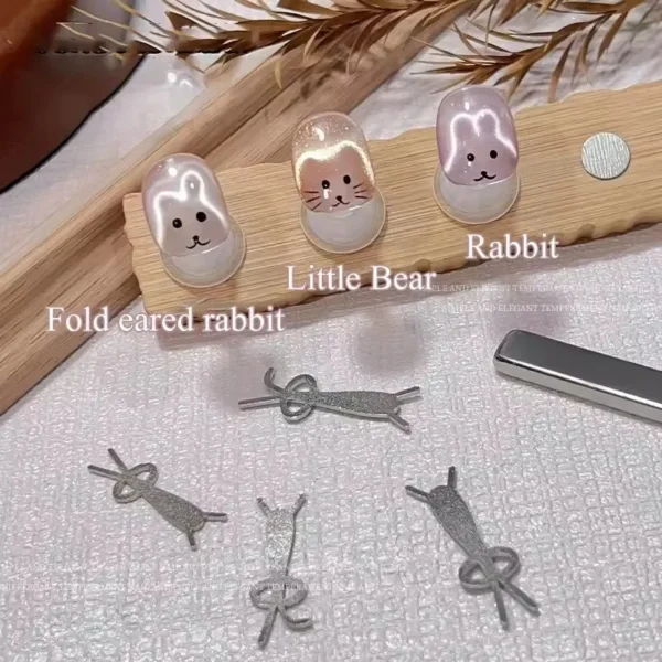Cute Multi-function Rabbit Shape Cat Eye Magnet Fold Ear Rabbit Panda Pattern Y Shape Suitable for DIY Gel Polish Magnetic Tools - Image 3