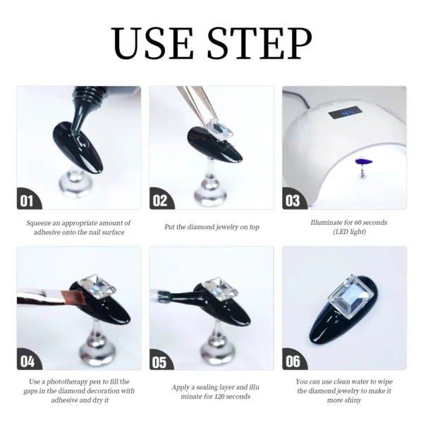 30g Nail Rhinestone Glue for Nails Super Strong Gel Nail Glue for Nail Charm 3D Nails Bling Gel Decoration Gem Nail Art Diamonds - Image 6