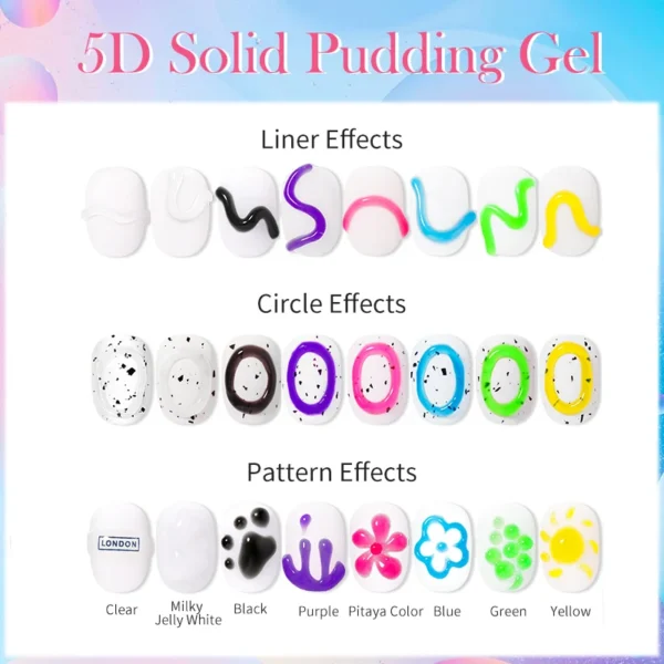 LILYCUTE 10ml 5D Solid Pudding Gel Nail Polish Tube Emboss Painting Gel Polish Translucent Jelly Gel Varnish DIY Nail Art Design - Image 2