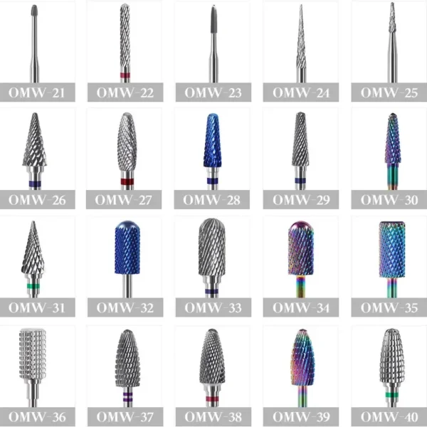 kf-Sd50fa2346a494c3090745ecc46cf6207K 20 Types Tungsten Blue Rainbow Carbide Nail Drill Bit Electric Nail Mills Cutter For Manicure Machine Nail Files Accessories - Image 1