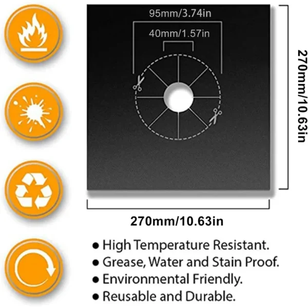 4pcs Heat-resistant Stove Burner Covers Reusable, Non-Stick stove burner covers protector 10.6'' x 10.6'' - Image 4