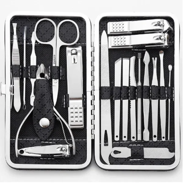 Home Nail Clipper Set of 19 Pieces Large Size Dead Skin Pliers Diagonal to Remove Dead Skin Small Eyebrow Clipper Leather Sleeve - Image 2