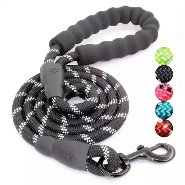 Reflective Dog Leash With Comfortable Padded Handle - Double Heavy Duty Traction Rope For Strong Dogs - Enhance Safety And Contr - Image 1