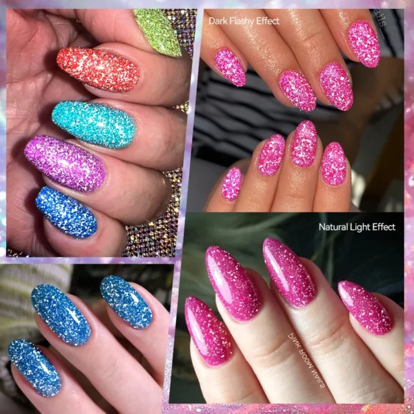 LILYCUTE 7ML Neon Reflective Glitter Gel Nail Polish Soak Off Super Shining Champagne Gold UV Gel Polish For Nail Art Manicure - Image 4