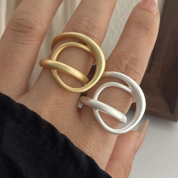 925 Sterling Silver Rings for Women Couple Minimalist Handmade Simple Gold Inter Cross Ring Fine Jewelry Gift Prevent Allergy - Image 2