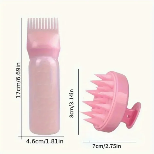 2pcs/Set Silicone Hair Comb With Root Comb Applicator Bottle Set Hair Oil Applicator Shampoo Brush Salon hair styling tools - Image 4