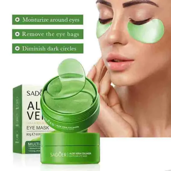 60pcs Aloe Vera Collagen Eye Mask Anti Dark Circles Removal Eyes Bags Moisturizing Firming Eye Patches Eyes Skin Care Products - Image 2