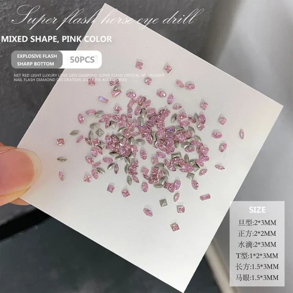 50pcs Mini Shaped Crystal Sharp bottom Diamond K9 Sparkling Jewelry Nail Charms Art Rhinestones DIY Decorative Accessories - Image 5