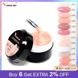 Venalisa Camouflage Nail Gel 15ml Soak Off UV LED Nail Polish Builder Construction Extend Semi Transparent Jelly Poly Nail Gel
