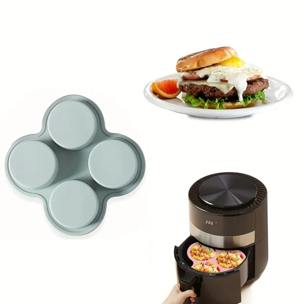 Air Fryer Egg Mold Round Shape Eggs Mold 4 Cavity Non-Stick Silicone Air Fryer Egg Pan Egg Steamer Cooking Mold Fried Egg Tool - Image 2
