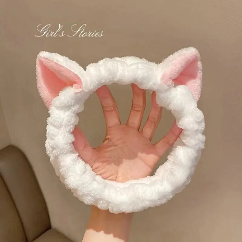 kf-Sdcfb4a35e46e446ead3c57230913d6a8E Hairband Cat Coral Plush Headband Cute Soft Hair Bow Headband Hairband Wash Face Makeup Headband Bandage Girl Accessories - Image 1