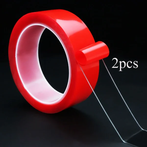2pc Ultra Thin Transparent Red Film Double Sided Tape With HighTemperature Resistance No Marks Waterproof Adhesion Strong Adhes - Image 6