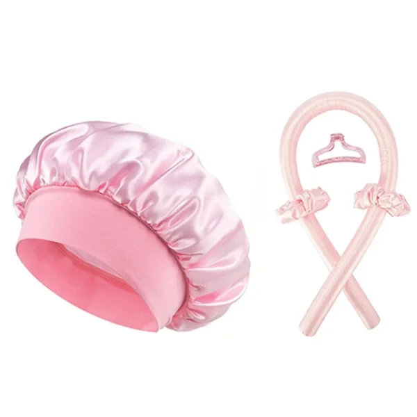 No Heat Hair Curler And Satin Sleeping Cap Set Heatless Hair Curling Headband Hair Claw Clip Hair Rings Soft Sleeping Hat Salon - Image 5