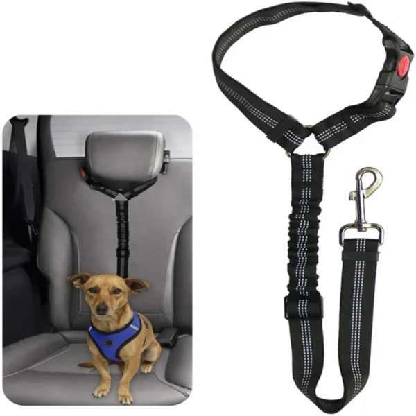 Pet products car seat belt dog leash with buffer elastic reflective safety rope leash dog rope - Image 1