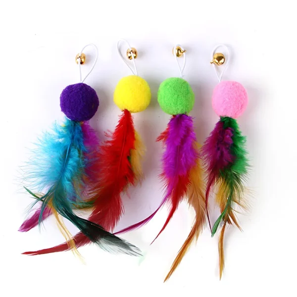 9 Pack Colorful Feather Replacement Head Funny Cat Stick Tassel Feather Feather Fishing Rod Cat Toy Set Cat Toys Interactive - Image 4