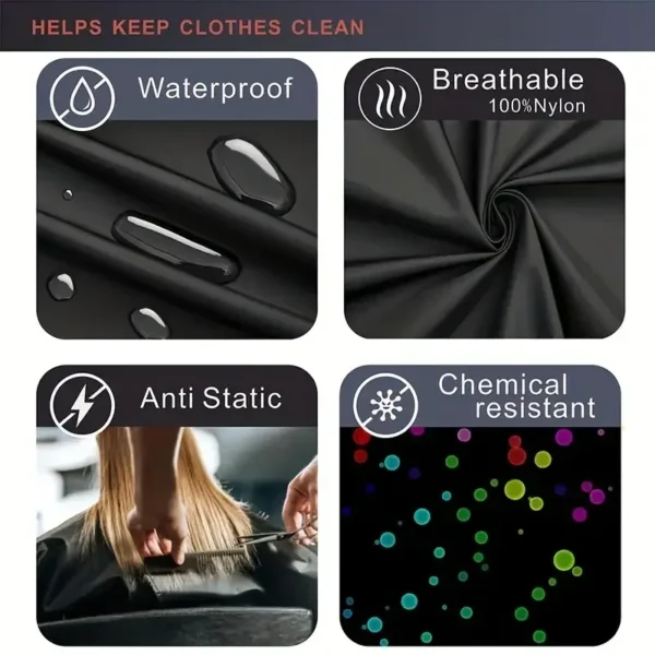 2/3pcs set Barber wrap set Waterproof Hair Cutting Cape with Neck Duster Professional Barber Salon Hairdressing Gown Brush Set - Image 5