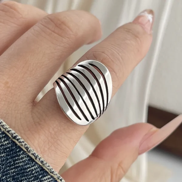 925 Sterling Silver Rings for Women Couple Minimalist Handmade Simple Round Strip Ring Fine Jewelry Gift Prevent Allergy - Image 3