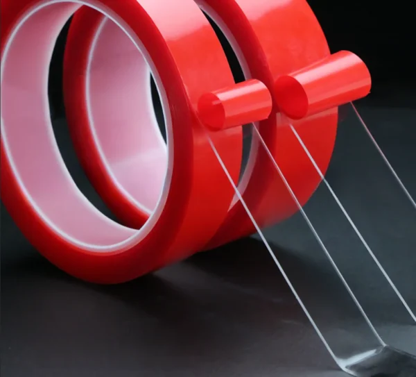 2pc Ultra Thin Transparent Red Film Double Sided Tape With HighTemperature Resistance No Marks Waterproof Adhesion Strong Adhes - Image 4