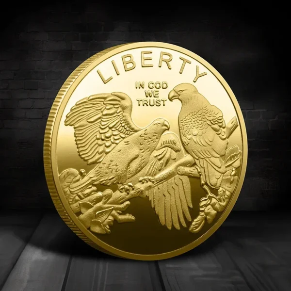 Souvenir Coin American Eagle of Liberty Commemorative Coin Double Eagle Lucky Gold Silver Coin Commemorative Medal - Image 2