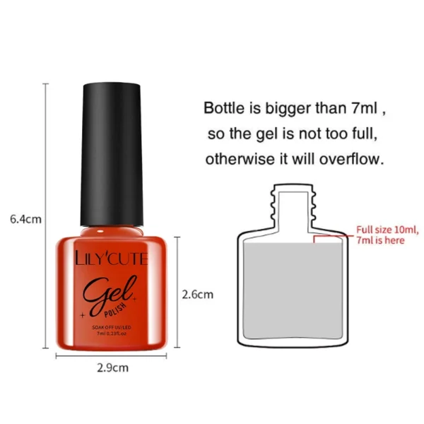 LILYCUTE 7ml Nail Gel Polish 125 Colors Gel Nail Polish Semi Permanent UV Gel Base Top Coat Nail Art Soak off UV LED Gel Varnish - Image 6