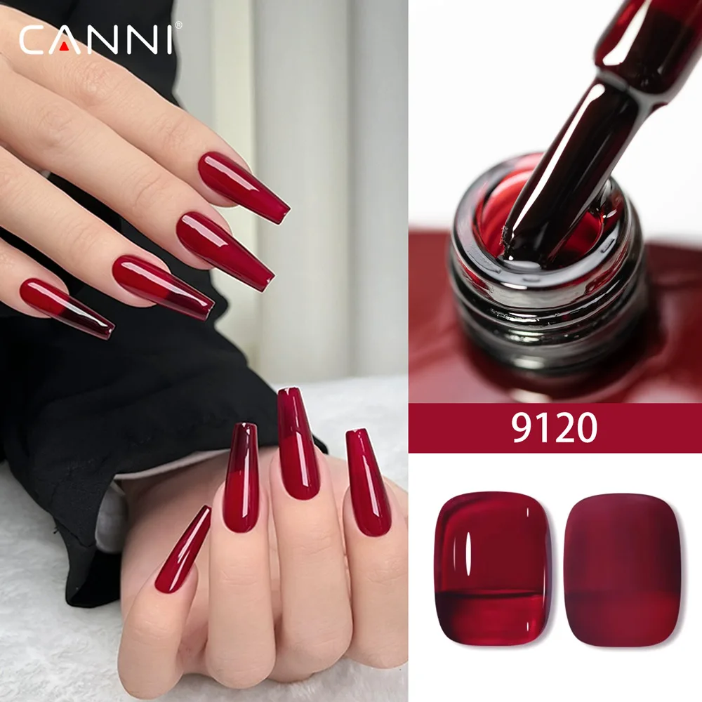 kf-Se38094ba39434236a9783fd8dd3ad581U CANNI Gel Nail Polish Blood Red Clear Jelly Red Gorgeous Color HEMA FREE Soak Off UV LED Semi Permanent Long Wear TopGel Varnish - Image 1