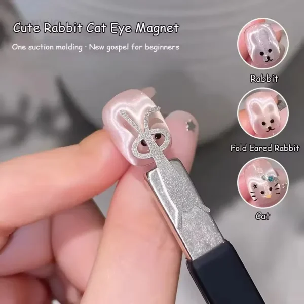 Cute Multi-function Rabbit Shape Cat Eye Magnet Fold Ear Rabbit Panda Pattern Y Shape Suitable for DIY Gel Polish Magnetic Tools - Image 7