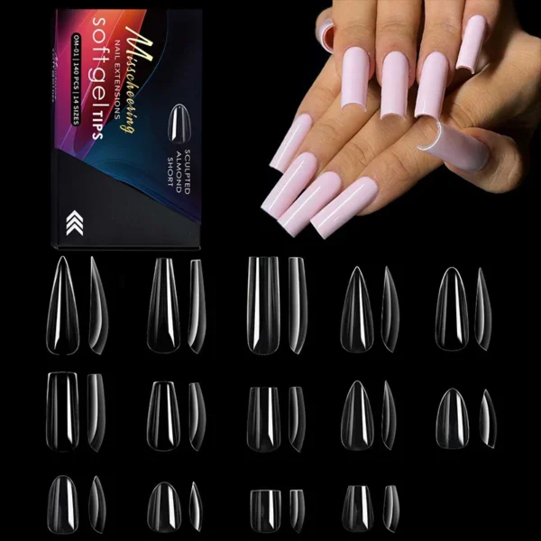 120/140pcs Exquisite box set Almond False Nail Tips Clear Matt Soft Fake Nails Extension For Home DIY Nail Salon Manicure Gift - Image 1