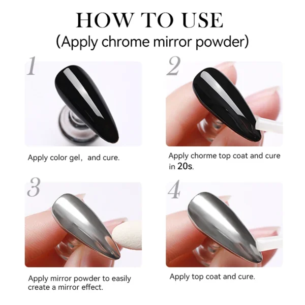 LILYCUTE 7ML Chrome Top Coat Soak Off UV Gel Semi-Permanent Nail Polish Mirror Metal Glitter Powder Functional Gel For Nail Art - Image 6