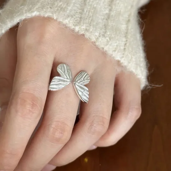 BF CLUB 925 Sterling Rings for Women Fashion Geometric Handmade Irregular Butterfly Ring Party Christmas Gift - Image 2