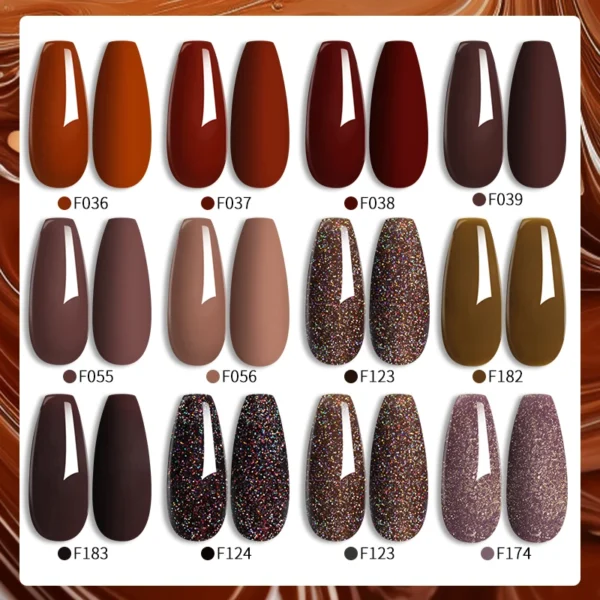 LILYCUTE 7ML Gel Nail Polish Brown Earth Coffee Color Series Semi Permanent UV Gel Chocolate Autumn Winter Nail Art Gel Varnish - Image 2