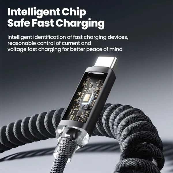 120W USB A/Type C to Type C Fast Charge Spring Cable Telescopic Car Phone Charger For Macbook iPhone16 15 Samsung Huawei - Image 6