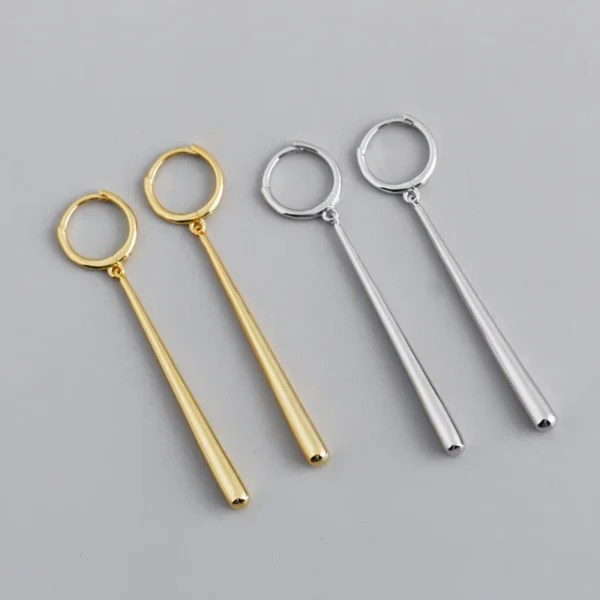 925 Sterling Silver Bar Tassel Earrings Charm Women Gold Plated Trendy Fine Jewelry Prevent Allergy Party Accessories Gifts - Image 2