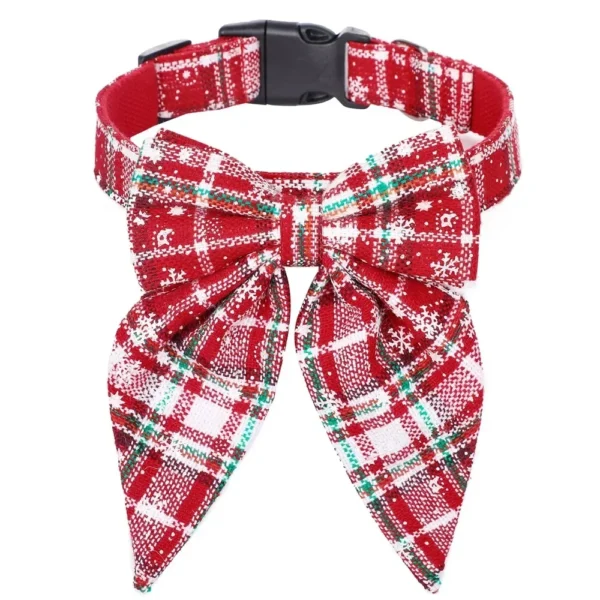 Cotton Christmas Snowflake Bow Dog Collars Puppy Pet Cat Accessories Dog Collar for Small Large Dogs - Image 5