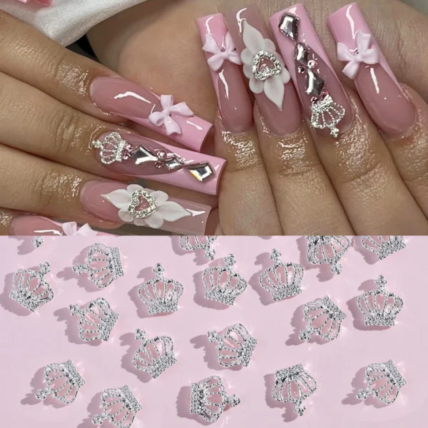 20pcs Crown Design Nail Charms With Rhinestones Nail Art Accessories Nail Art Supplies For Women And Girls Nail Art Jewelry - Image 2