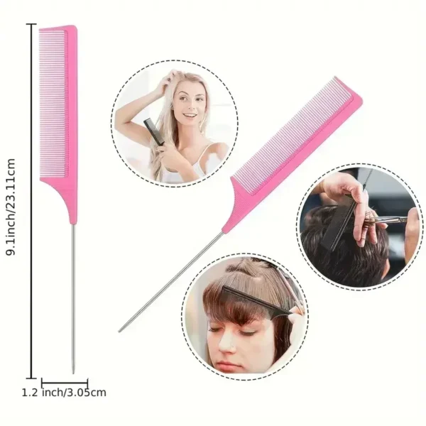 5-pcs Detangling Styling Set: Spray Bottle 3-in-1 Roll Hair Comb Curved Rat Tail Comb Edge Control Brush Salon Hairdressing Tool - Image 5