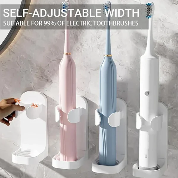 Electronic Toothbrush Holder Wall Mounted Adhesive Toothbrush Holders Toothbrush Organizer to Saving Space and Keep Drying - Image 2