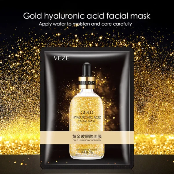 10pcs 24K Gold Hyaluronic Acid Face Mask Firming Moisturizing Hydrating Beauty skincare Sheet Masks Facial Mask Face Care - Image 2