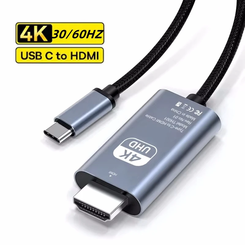 kf-Seb32c886d5f4477ba0ea78080f3b02b1k 4K 30/60Hz USB C to HDMI Cable Type C Adapter HDTV Converter Cable For iPhone 15 TV Converter MacBook Air iPad Samsung laptop - Image 1