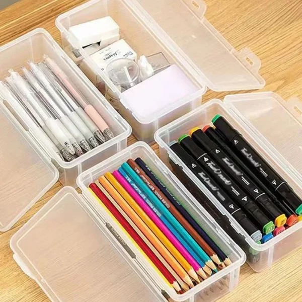 1/2/3/4pcs Plastic Translucent Pencil Case Large Capacity Pencil Boxes Portable Storage Organizer Box Student Office Supplies - Image 4
