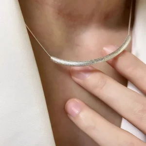 S925 Sterling Silver Necklaces For Women Simple Chain Fashion Minimalist Pendant Necklaces Big Tube Shape Birthday Gift