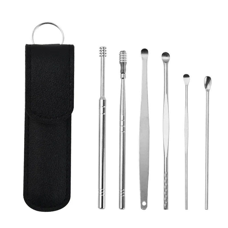 kf-Sec8866bad06d4d16a95d0c90490e688do 6Pcs/set Ear Cleaner Ear Wax Pickers Stainless Steel Earpick Wax Remover Piercing Kit Earwax Curette Spoon Care Ear Clean Tools - Image 1