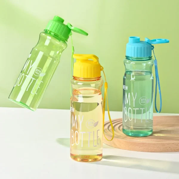 kf-Sec8ccfeb5e8340f6a6252737af700d6fT 550ml Plastic Water Bottle Portable Sports Cup With Anti Drop Rope Outdoor Water Container Color Transparent Pet Flip Cover - Image 1
