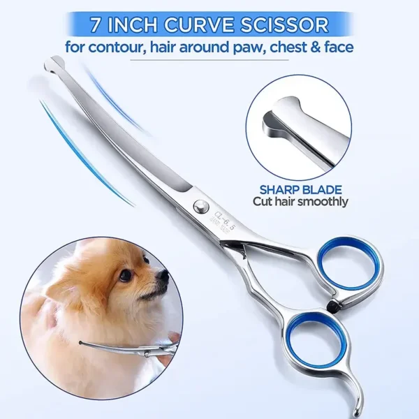 Premium Pet Grooming Scissors Safety Round Tip, Scissors Portable Stainless Steel Shears For Dogs & Cats Pets Shears Supplies - Image 1