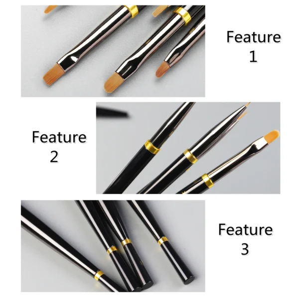 Black Nail Art Brush Gel Brush for Manicure Acrylic UV Gel Extension Pen Fish Nail Polish Painting Drawing Brush Nail Brush - Image 3