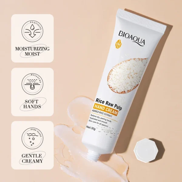 1/2/3/5pcs BIOAQUA White Rice Hand Cream Moisturizing Handcream Nourishing Brightening Hydrating Hands skincare Creams Products - Image 3
