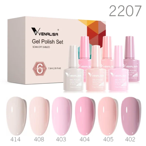 6pcs Venalisa Construction Gel Kit Stronger Jelly Color Reinforce Natural Nail Varnish Rubber Base Color Series Nude Collection - Image 5